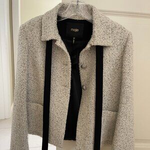 Maje boucle jacket with detachable tie